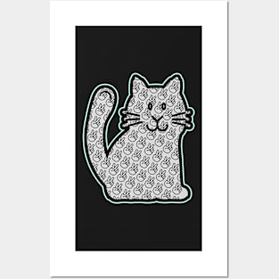 PEACE CAT STICKER | LIGHT GREEN, KELLY GREEN AND GRAY Posters and Art